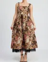 En Saison Rose Brocade Corset Dress In Multicolor In Multi