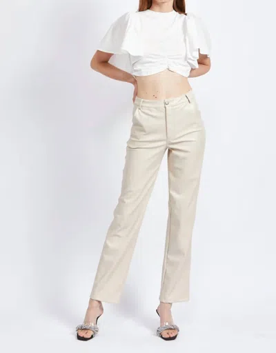 En Saison Rylee Vegan Leather Pants In Ivory In Neutral