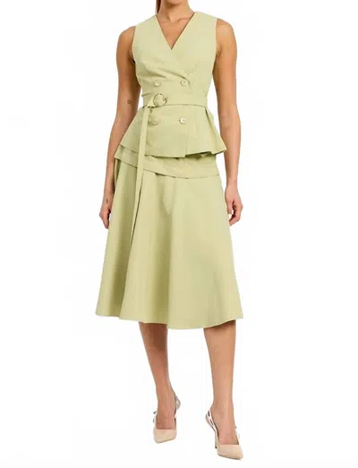 En Saison Ryleigh Belted Vest In Laurel Green