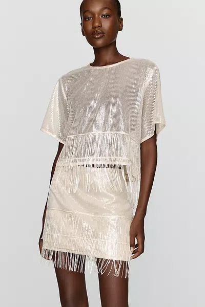 En Saison Sabrina 100% Cotton Mini Skirt In Neutral