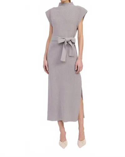 En Saison Sarah Midi Sweater Dress In Gray