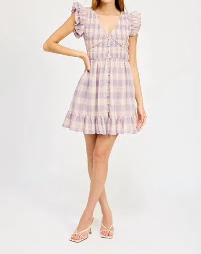 En Saison Savoy Mini Dress In Purple Plaid