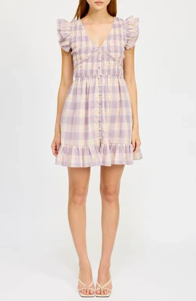 En Saison Savoy Plaid Cotton Mini Sundress
