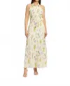 En Saison Scallop Halter Maxi Dress In Yellow Multi In Multi