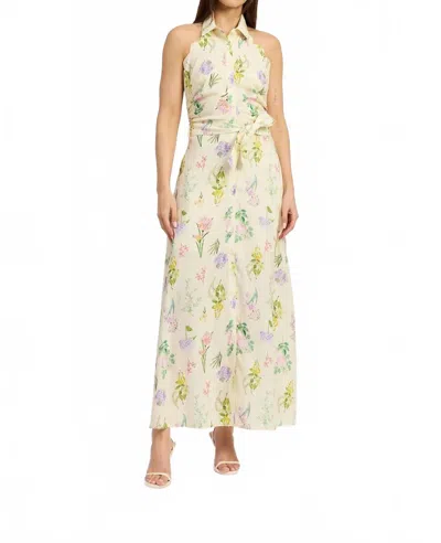 En Saison Scallop Halter Maxi Dress In Yellow Multi