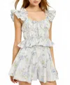 En Saison Scarlet Top In Blue Sage Floral In Multi