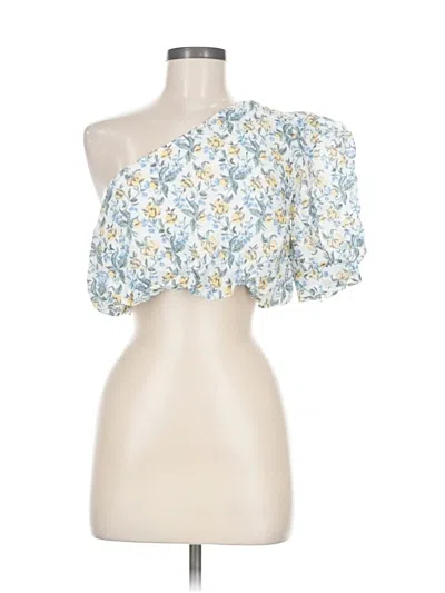 Pre-owned En Saison Short Sleeve Blouse In Blue