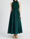 En Saison Sigrid Forest Knit And Poplin Midi Dress In Green In Green