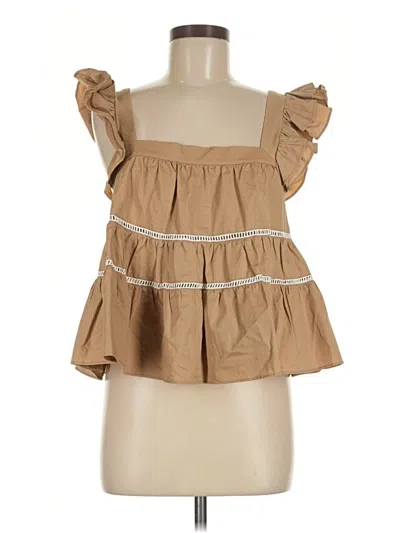 Pre-owned En Saison Sleeveless Blouse In Brown