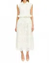 En Saison Smocked Waist Floral Broderie Maxi Skirt In White In White