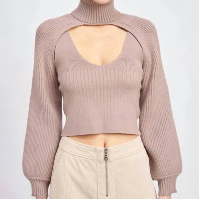En Saison Sonoita Two-piece Crop Sweater In Purple