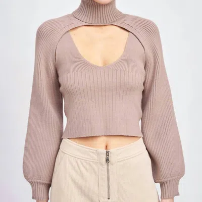 En Saison Sonoita Two-piece Crop Sweater In Beige