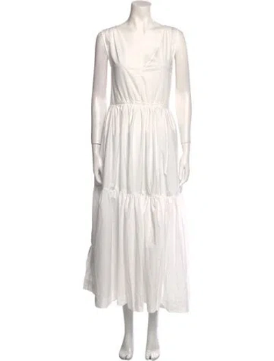 Pre-owned En Saison Square Neckline Long Dress W/ Tags In White