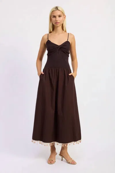 En Saison Stella Mixed Media Maxi Dress In Brown