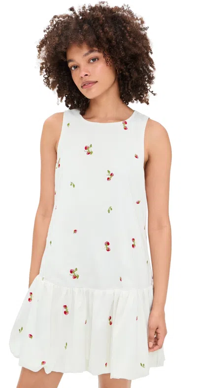 En Saison Strawberry Kiss Bubble Hem Mini Dress White Red Multi