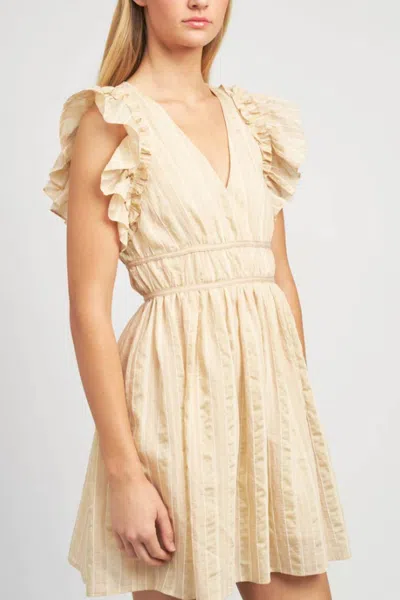 En Saison Striped Mini Dress In Peach Taupe In Multi