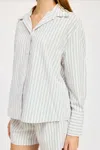 En Saison Haisley Stripe Shirt In Green In Gray