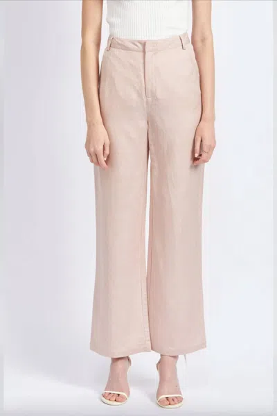 En Saison Novelty Geo Linen Tie Waist Romper In Blue Natural In Pink