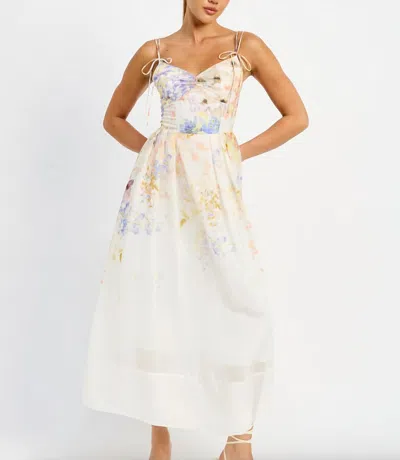 En Saison Es Taylorann Dress In Ivory Violet Orange In White