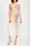 EN SAISON EN SAISON TAYLORANN FLORAL TIE STRAP MIDI DRESS