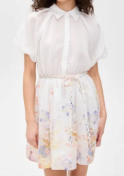 En Saison Taylorann Mini Dress In Ivory Violet Orange In Multi