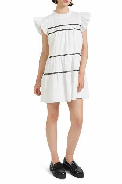 En Saison Trim Babydoll Dress In White Black