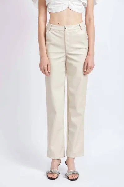 En Saison Vegan Leather Pants In Off White