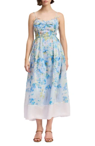 En Saison Vivian Tie Straps Midi Dress In Blue