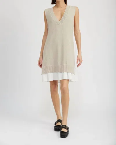 En Saison Whitney Sweater Vest Dress In Natural White