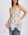 En Saison Women's Alaia Printed Sleeveless Handkerchief-hem Top In Brown