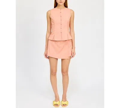 En Saison Women's Amira Peplum Top In Orange Crush