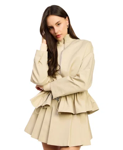En Saison Women's Annie Zipper Front Collared Jacket In Neutral