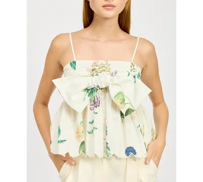En Saison Women's Ashley Cotton Babydoll Peplum Top In Ivory Multi