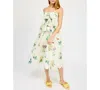 En Saison Womens Ashley Cotton Babydoll Peplum Top Ashley Floral Print Belted Scalloped Hem Cotton Midi Skirt In Ivory Multi