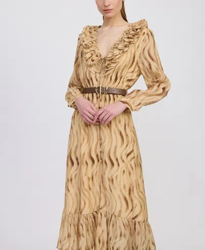 En Saison Women's Avayah Ruffle Midi Dress In Brown