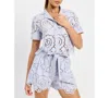 En Saison Brynlee Embroidered Scallop-hem Belted Shorts In Lilac