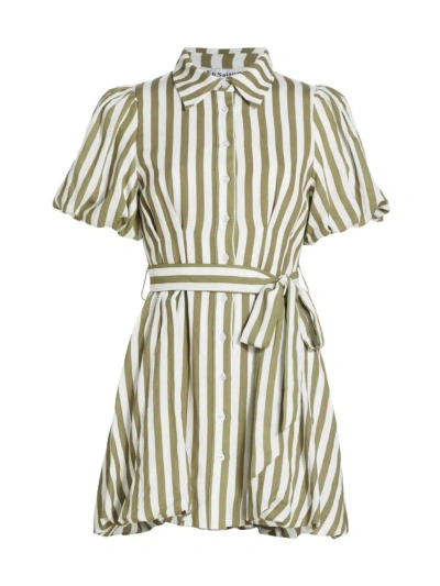 En Saison Women's Cece Striped Bubble-hem Minidress In Sage Stripe