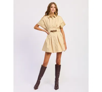 En Saison Women's Cecilia Collared Mini Shirt Dress In Brown
