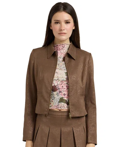 En Saison Women's Collared Two-way Zip Jacket In Brown