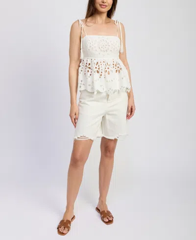 En Saison Women's Courtney Cotton Peplum Top In White