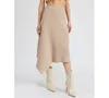 En Saison Women's Elaine Ribbed Asymmetric-hem Midi Skirt In Taupe