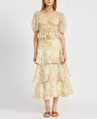 En Saison Women's Elliot Organza Maxi Skirt In Yellow Olive