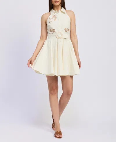 En Saison Women's Ellis Collared Belted Mini Dress
