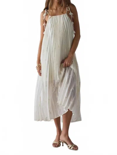 En Saison Women's Embroidery Pleats Maxi Dress In Ivory In White