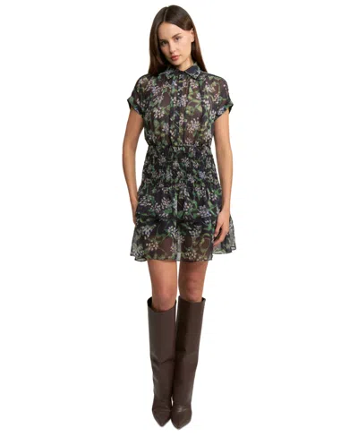 En Saison Women's Lindsey Collared Button-front Mini Dress In Gray