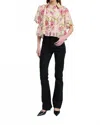 En Saison Lois Button Front Swing Top In Pink Fuchsia Olive In Brown