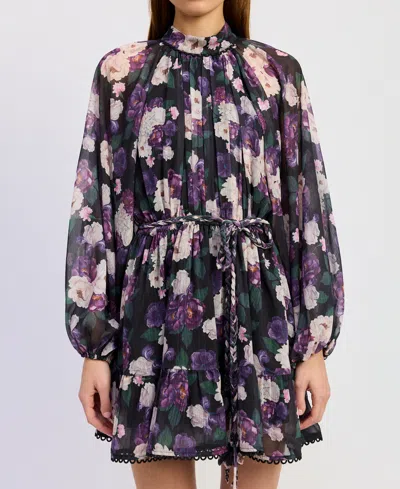 En Saison Women's Long-sleeve Turtle Neck A-line Mini Dress In Multi