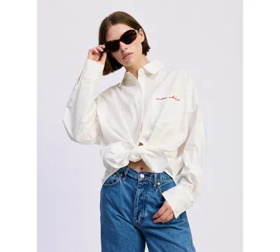 En Saison Women's Long-sleeve Oversized Collared Shirt In White