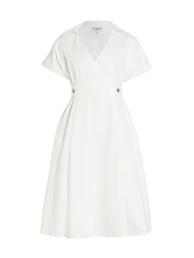 En Saison Women's Lorena Cotton V-neck Midi-dress In Off White