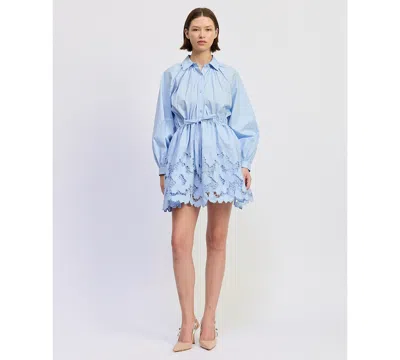 En Saison Women's Lucy Collared Long-sleeve Mini Dress In Blue